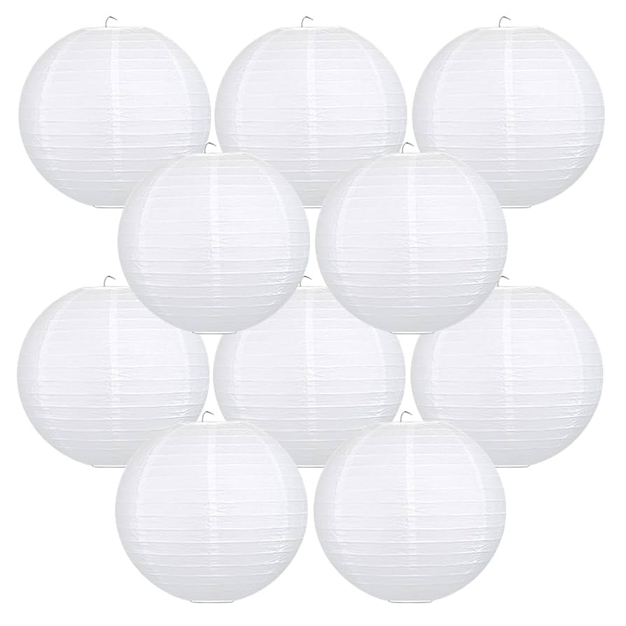 10Pcs 16 Inch Round Paper Lanterns for Home Decor, Restaurant, Church, Wedding, Birthday Party De... | Amazon (US)