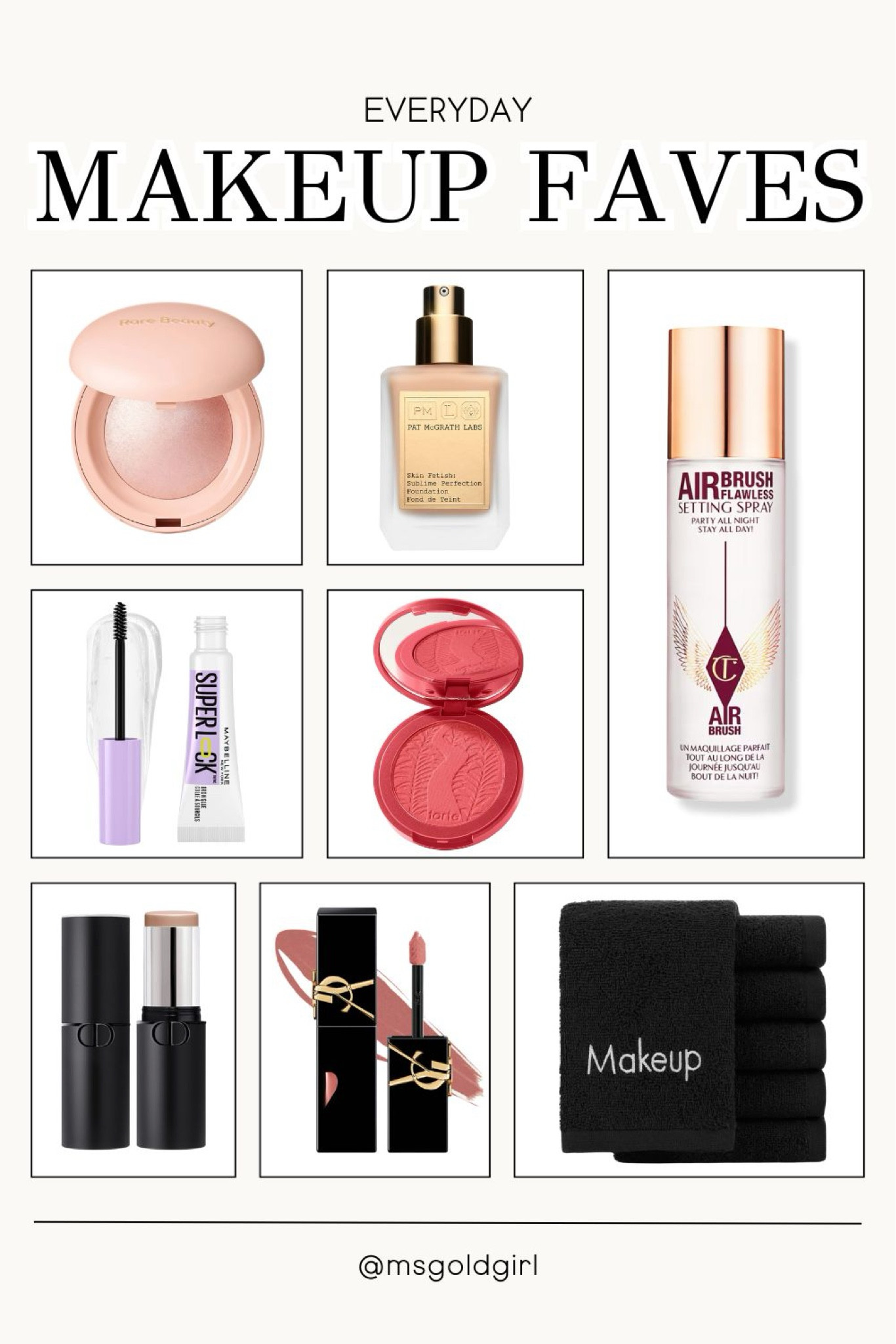 Everyday makeup faves! This Charolette Tilbury setting spray and Pat McGrath foundation are some of my beauty essentials   

#LTKStyleTip #LTKSeasonal #LTKBeauty