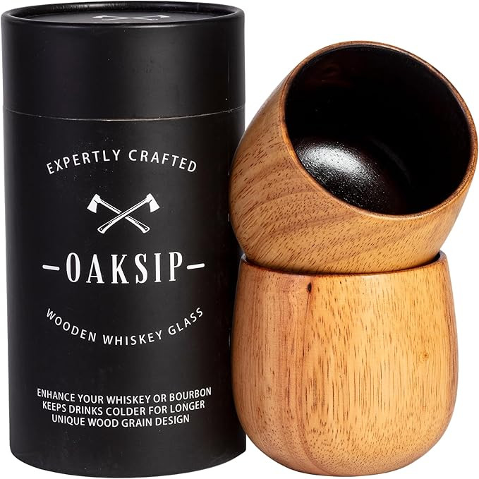 The Original Charred Wooden Bourbon Drinking Glass Bourbon Gifts for Men | Whiskey Glasses For Da... | Amazon (US)