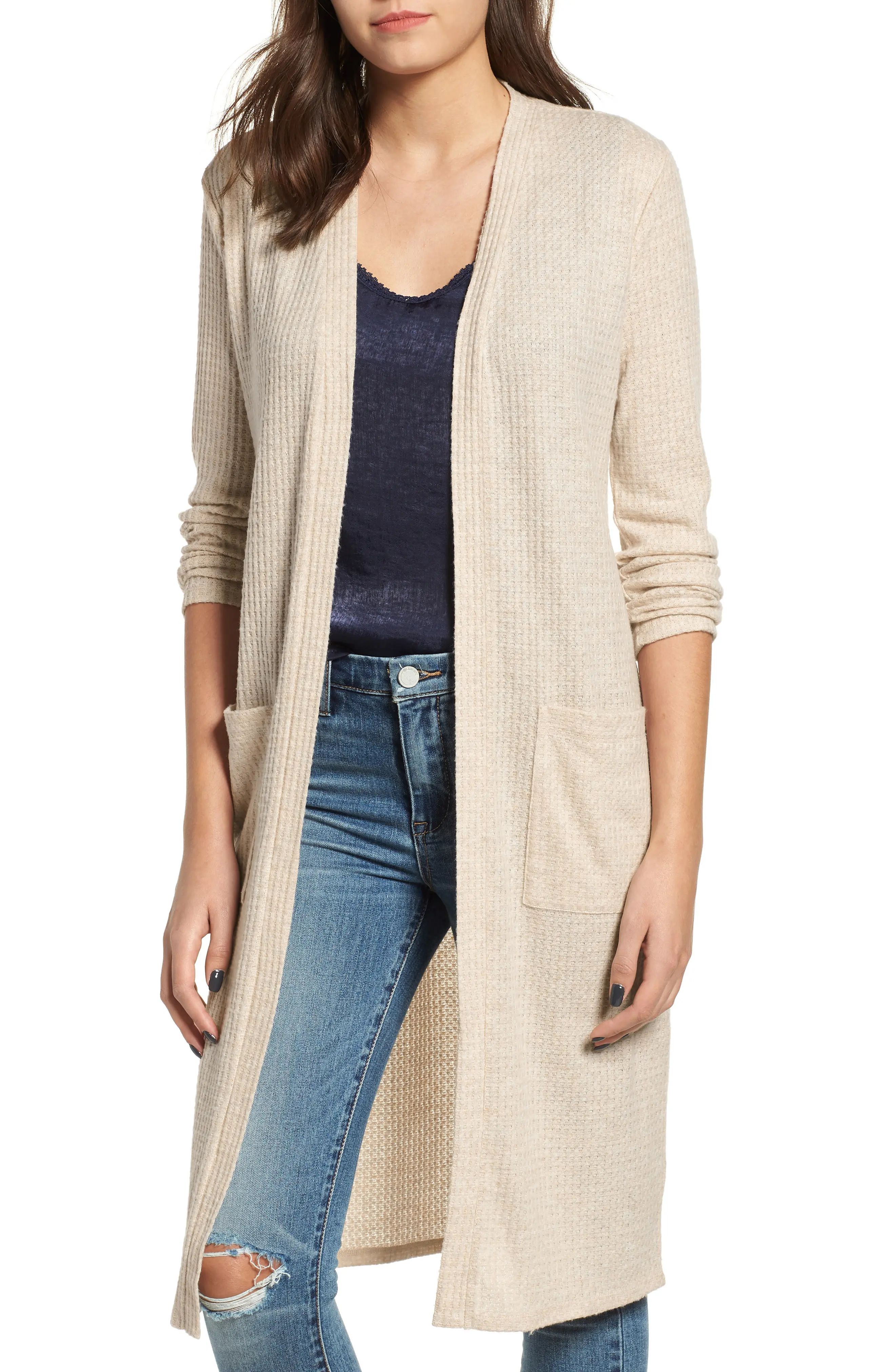 Socialite Waffle Knit Duster Cardigan | Nordstrom