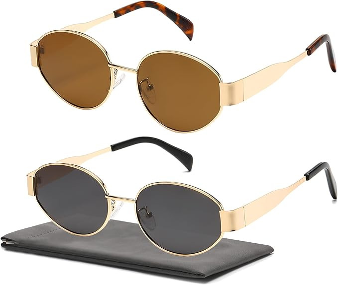 Retro Oval Sunglasses for Women Men Trendy Sun Glasses Classic Shades UV400 Protection | Amazon (US)