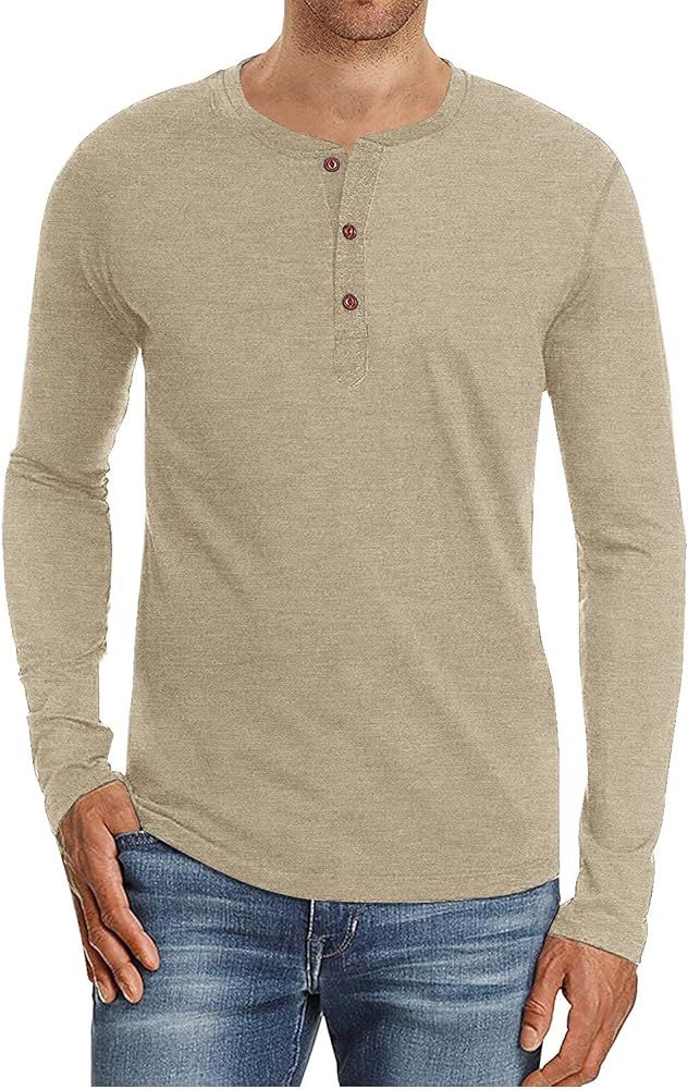 Sailwind Mens Henley Short/Long Sleeve T-Shirt Cotton Casual Shirt | Amazon (US)