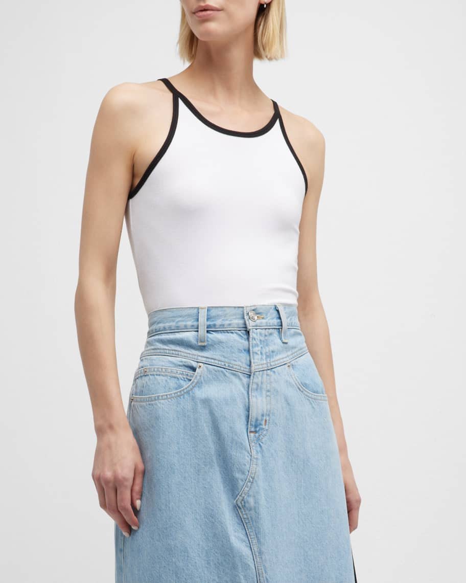 Modal Rib Contrast-Trim Tank Top | Neiman Marcus