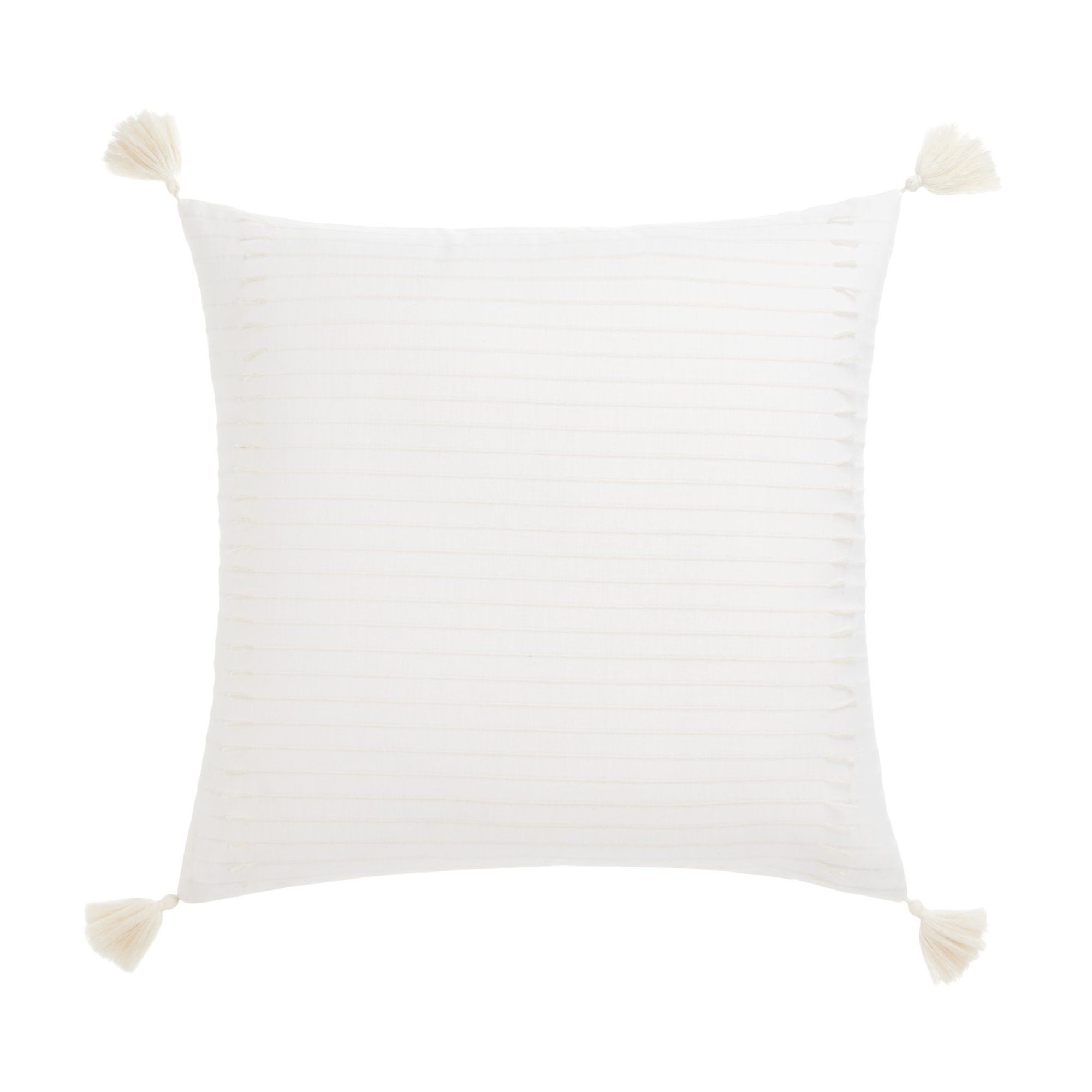 Gap Home Clipped Stripe Decorative Square Throw Pillow with Tassels Ivory 20" x 20" | Walmart (US)