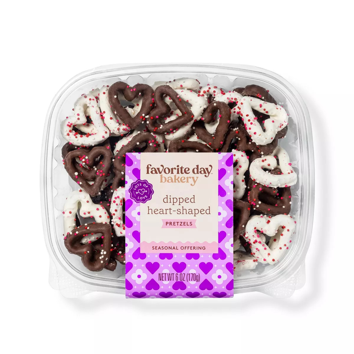 Valentine's Dipped Heart-Shaped Pretzels Tub - 6oz - Favorite Day™ | Target