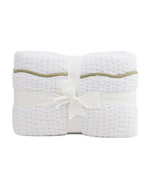 Hand Crafted Scalloped Edge Cotton Quilt | TJ Maxx