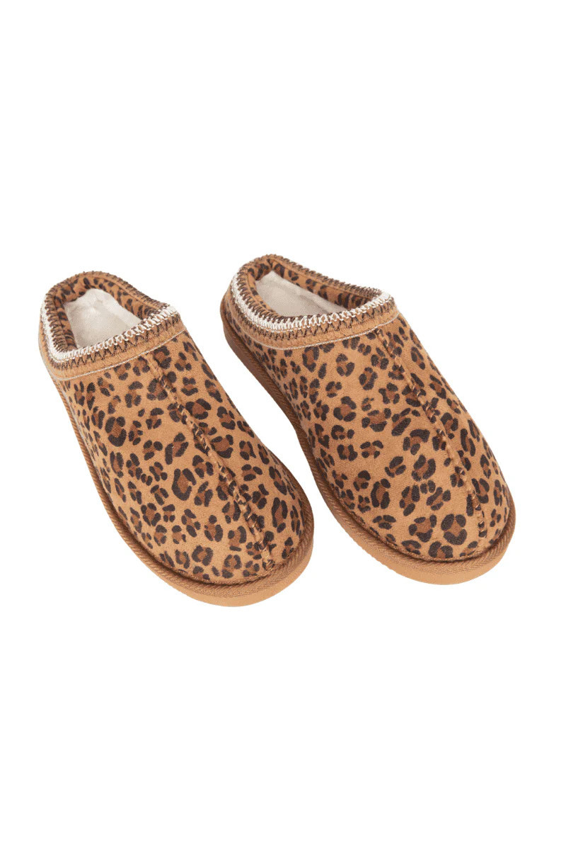 Leopard Print Embroidered Slip-On House Shoes Leopard / L/XL | Katydid.com