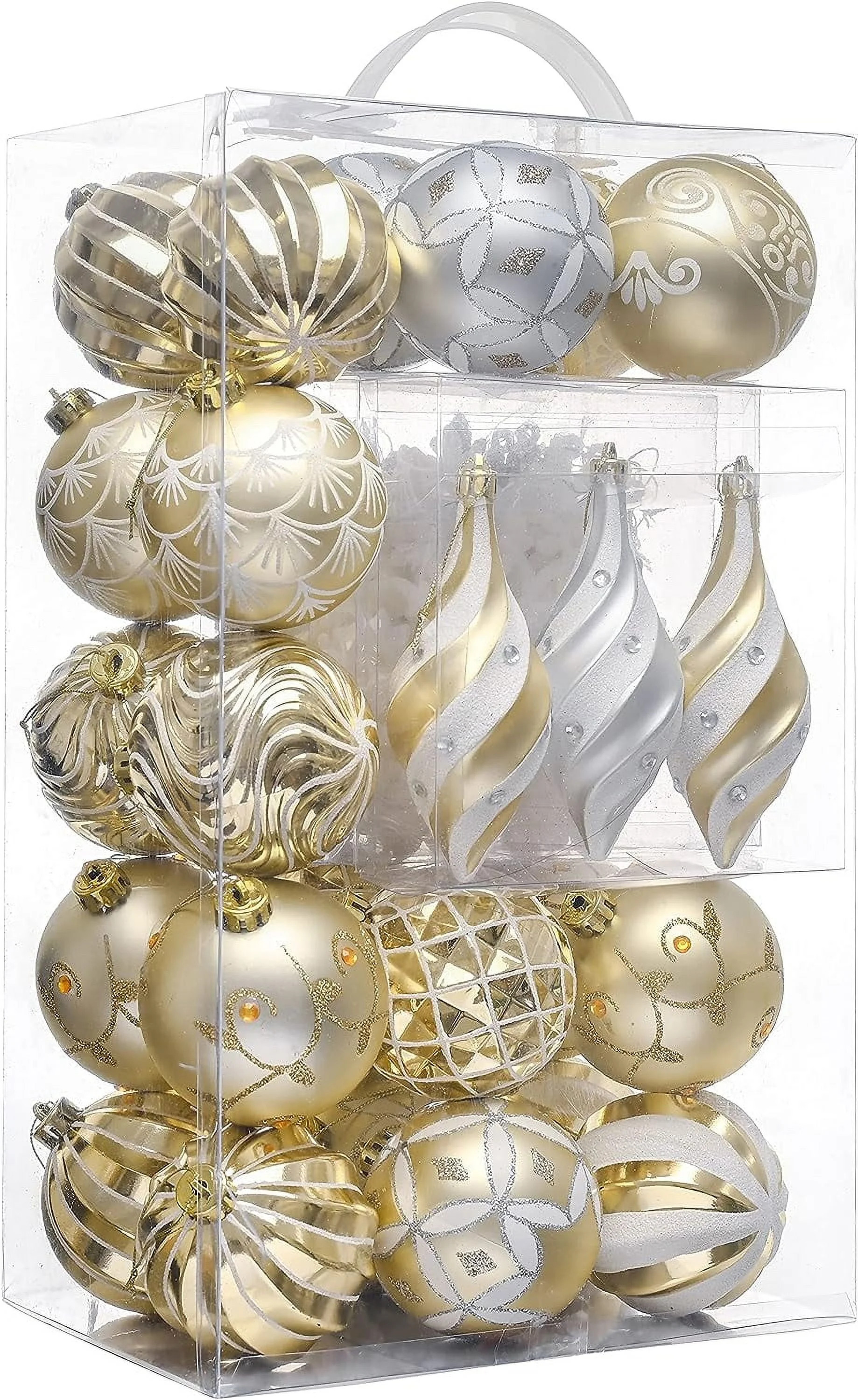 Valery Madelyn 40ct Christmas Ball Ornaments Decor, Elegant White and Gold Shatterproof Assorted ... | Walmart (US)