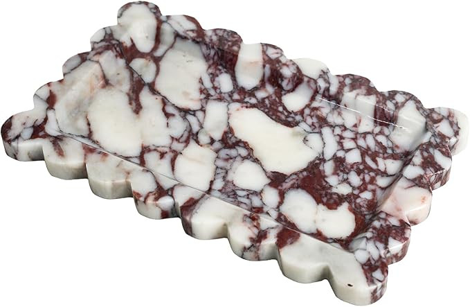Natural 100% Marble Vanity Tray Luxury Scalloped Marble Storage Square Rectangle Tray for Home De... | Amazon (US)