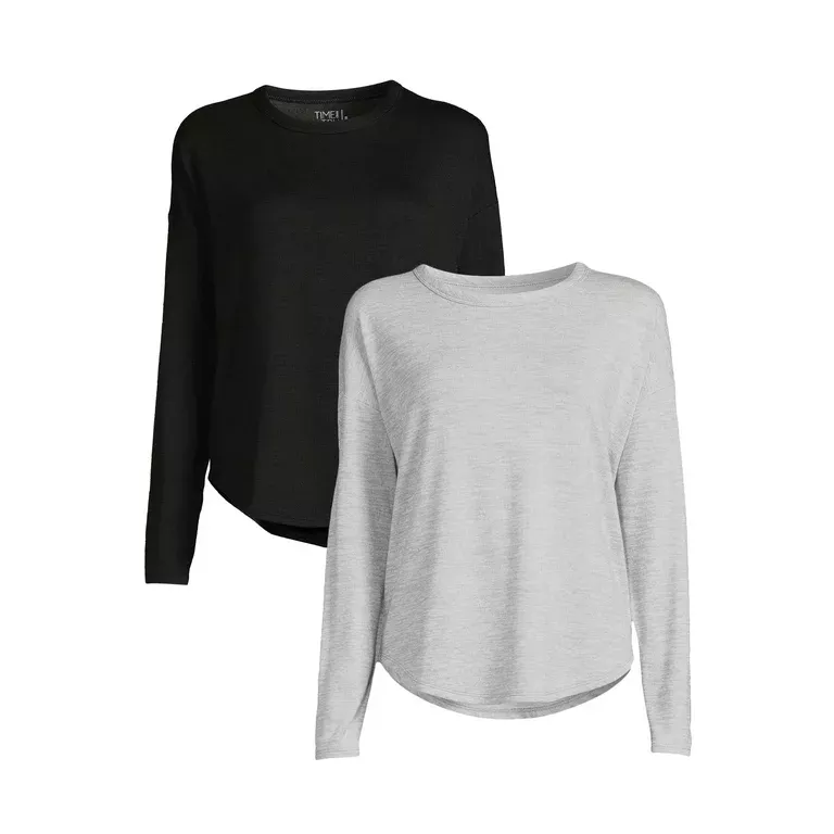 YUNOGA Women's Crewneck Sweatshirt Casual Cropped Pullover Long Sleeves  Workout Sweatshirt Tops (XS, Black) at  Women's Clothing store