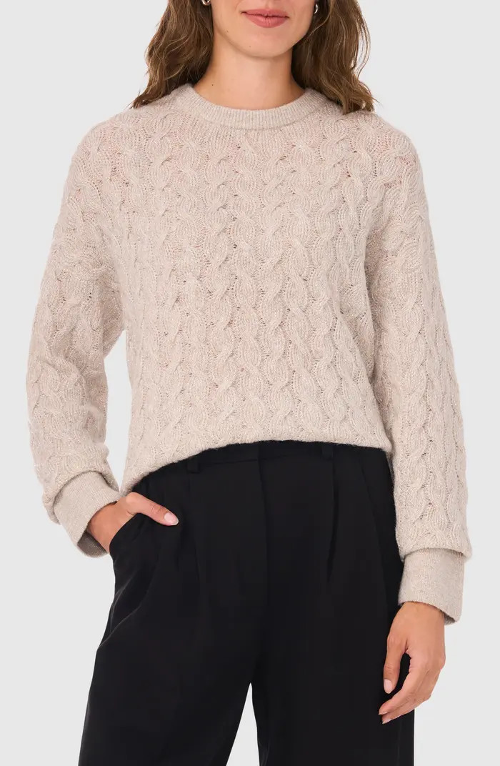 Halogen® Metallic Cable Knit Sweater | Nordstrom | Nordstrom
