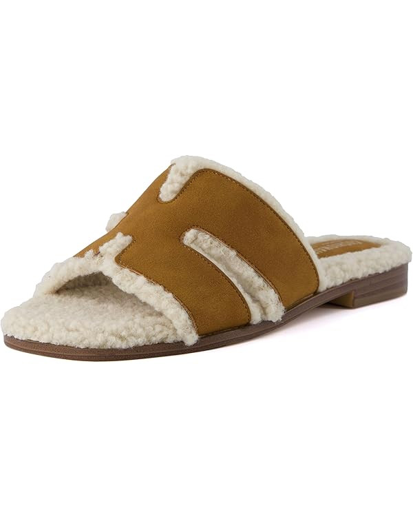 CUSHIONAIRE Women's Voyage Fur Faux Shearling lined slide sandal +Memory Foam, Wide Widths Availa... | Amazon (US)