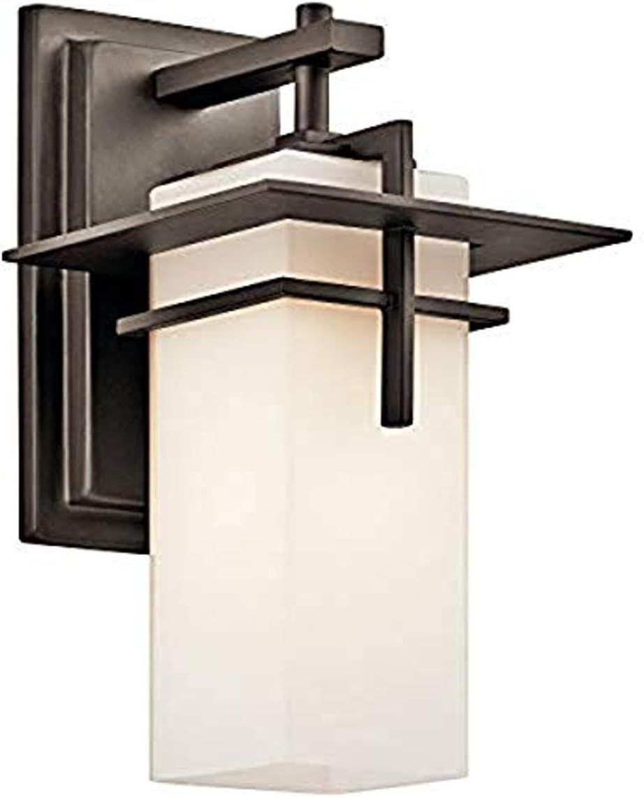 Caterham 11.75" 1 Light Outdoor Wall Light with Satin Etched Cased Opal Glass in Olde Bronze | Amazon (US)