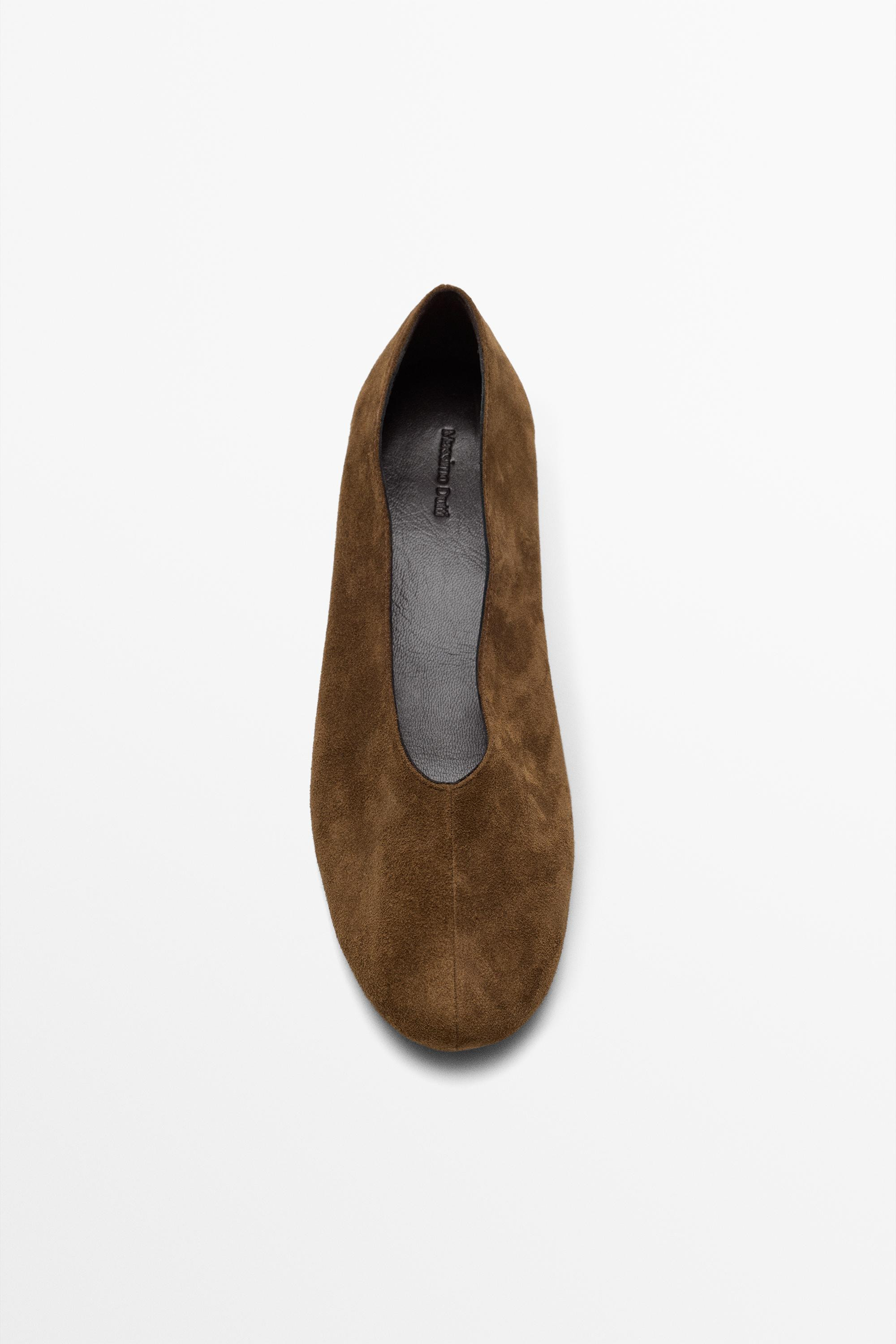 Split suede ballet flat | Massimo Dutti US