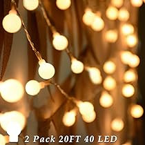 ANJAYLIA Battery Operated Globe String Lights, 20 Ft 40 LED Warm White Globe String Lights Outdoo... | Amazon (US)