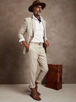 Tailored-Fit Linen Blend Herringbone Suit Trouser | Banana Republic Factory