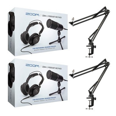 Zoom ZDM-1 2-Person Podcast Microphone Pack Accessory Bundle & Two Knox Boom Arm | Target