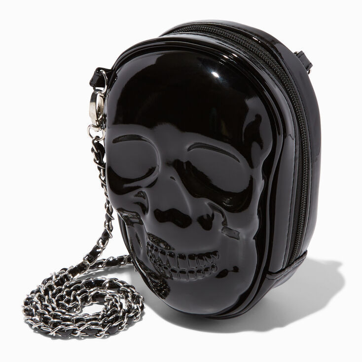 Skull Shaped Black Patent Crossbody Bag | Claire's (US)