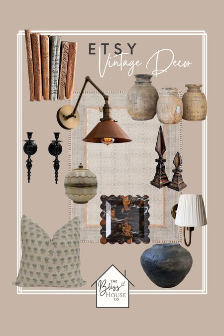 New vintage decor finds from Etsy!

Marble, paper mache, vases, brass, antique, wooden books, sconce, vintage rug, wall candle holder

#LTKhome #LTKstyletip