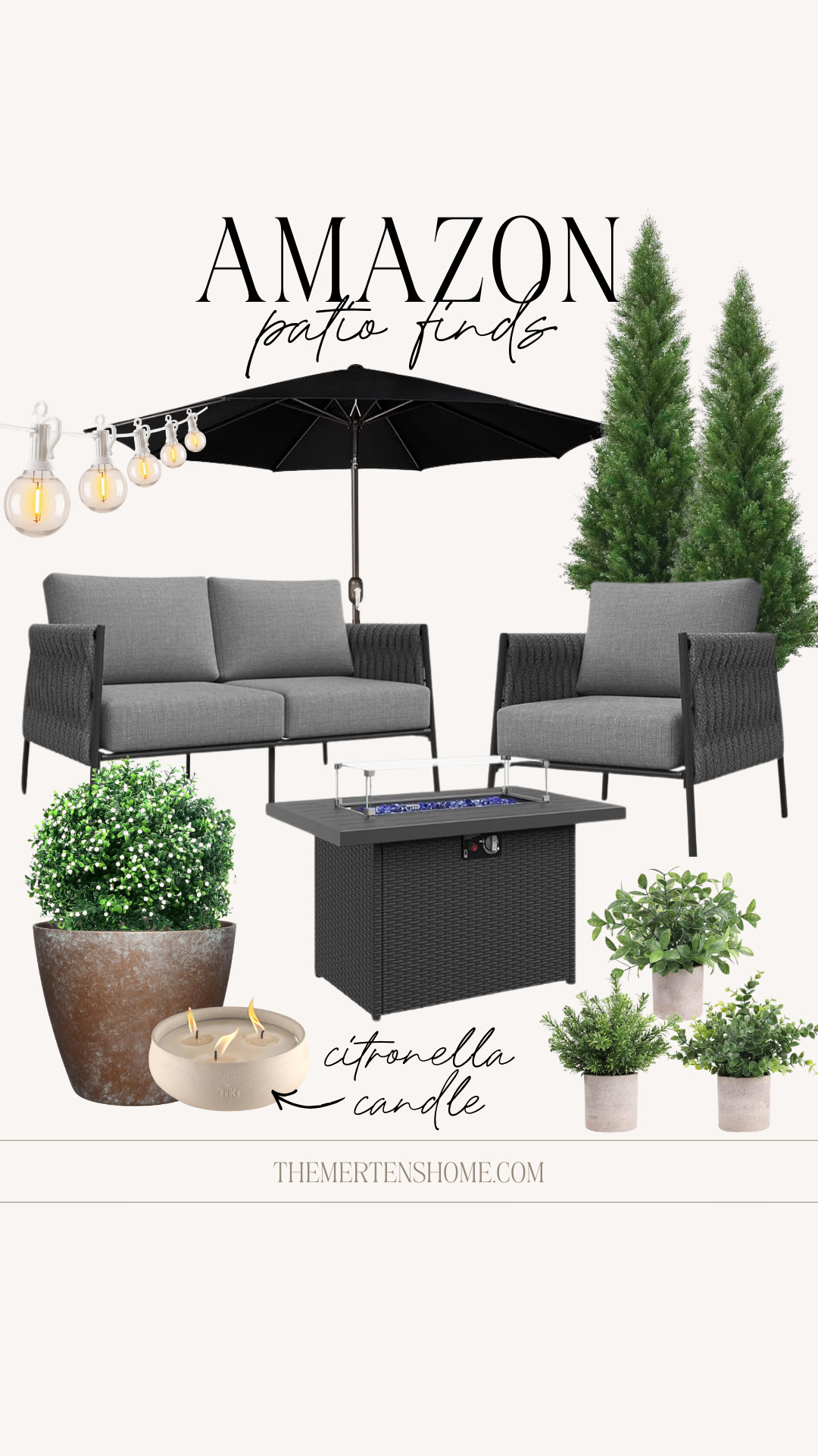 Amazon trending outdoor patio finds 🤍 Cozy, neutral pieces everyone is loving for patios right now, from comfortable seating and lush faux plants and trees to a shade umbrella, citronella candle, and soft lighting that make evenings outside feel so inviting. 

 #LTKHome
