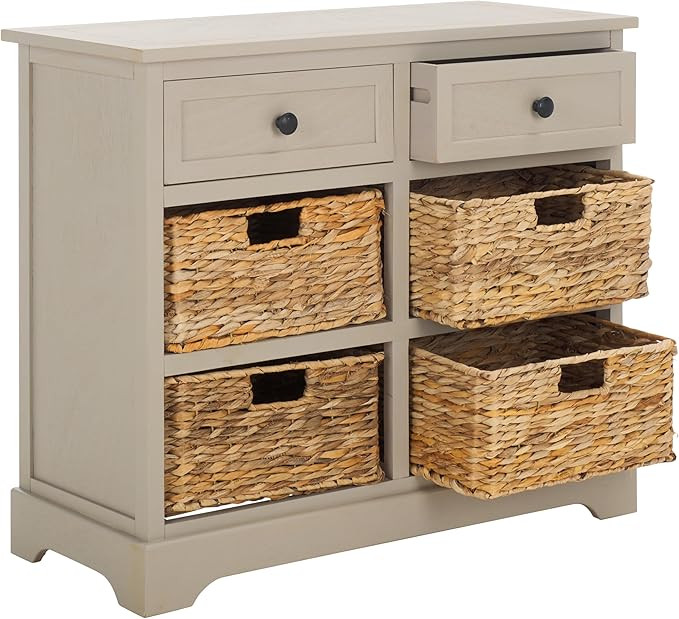 SAFAVIEH Home Collection Herman Vintage Grey 6-Drawer Wicker Basket Storage Unit, Fully Assembled... | Amazon (US)