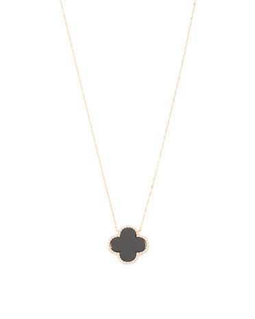 14Lt Gold Onyx And Cz Clover Necklace | TJ Maxx