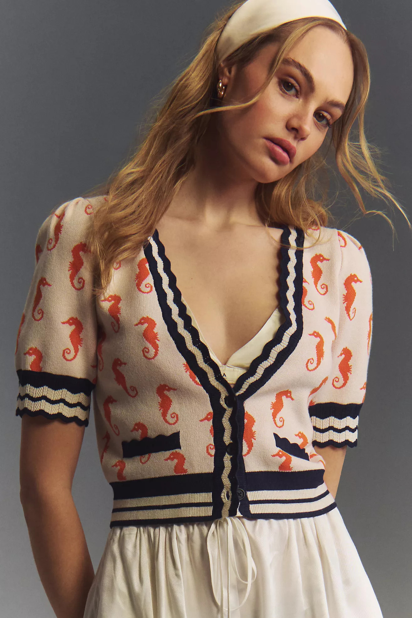 Maeve Short-Sleeve V-Neck Cardigan Sweater | Anthropologie (US)