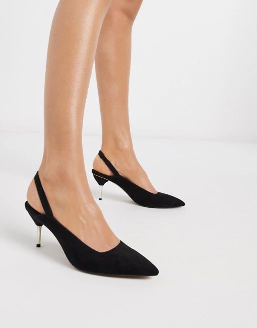 ASOS DESIGN Sascha slingback kitten heels in black | ASOS US