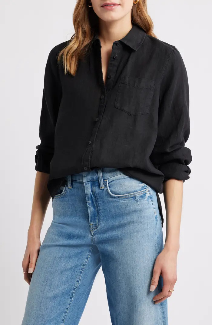 Casual Linen Button-Up Shirt | Nordstrom