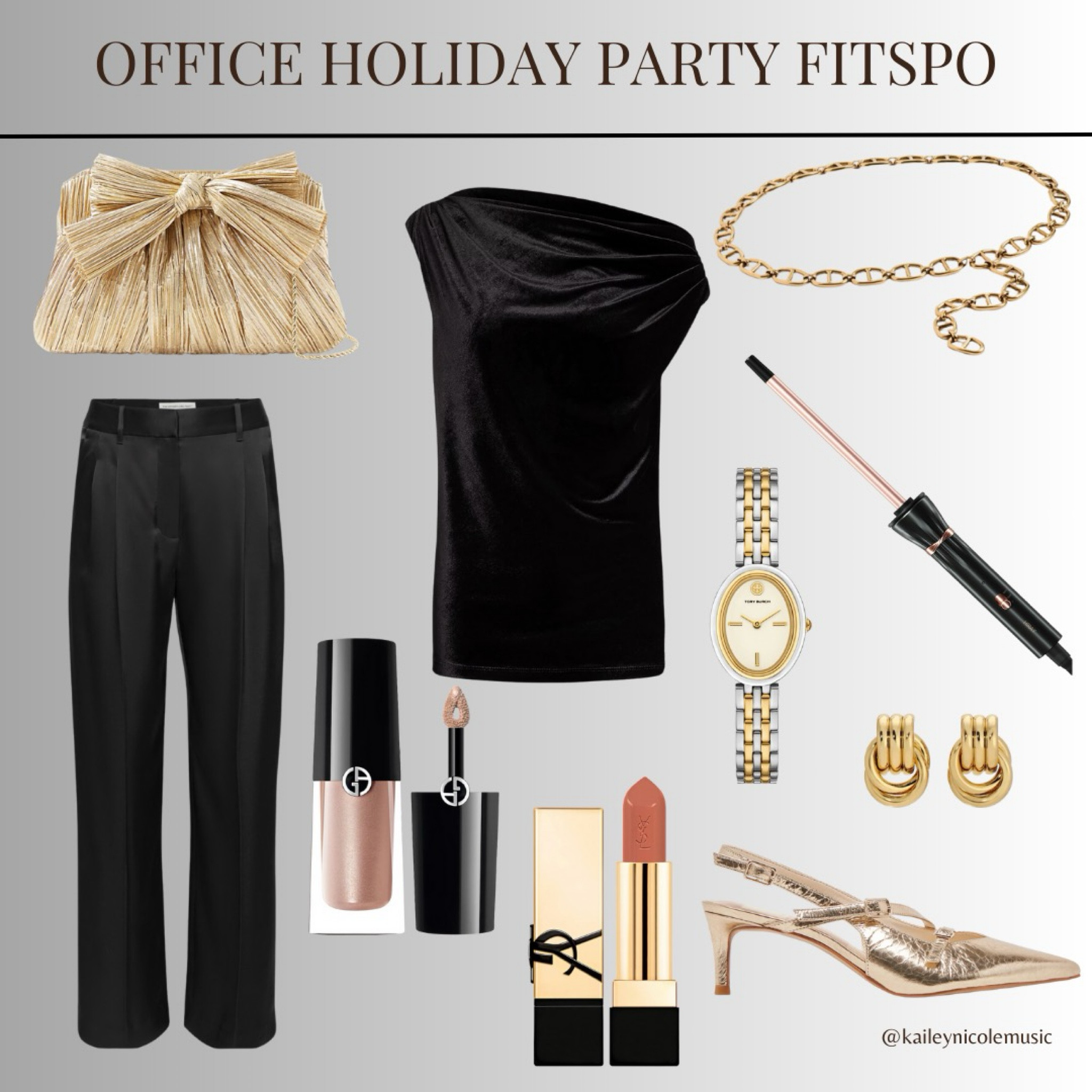 Oh to be dripping in gold at the holiday office party ✨ I love this asymmetrical black velvet top paired with these effortlessly elegant satin pants. I would finish off the look with tight ringlet curls (think Carrie Bradshaw inspo) and a nude shimmer eye with a nudey-pink lip. What do you think? 

#LTKHoliday #LTKStyleTip #LTKSeasonal