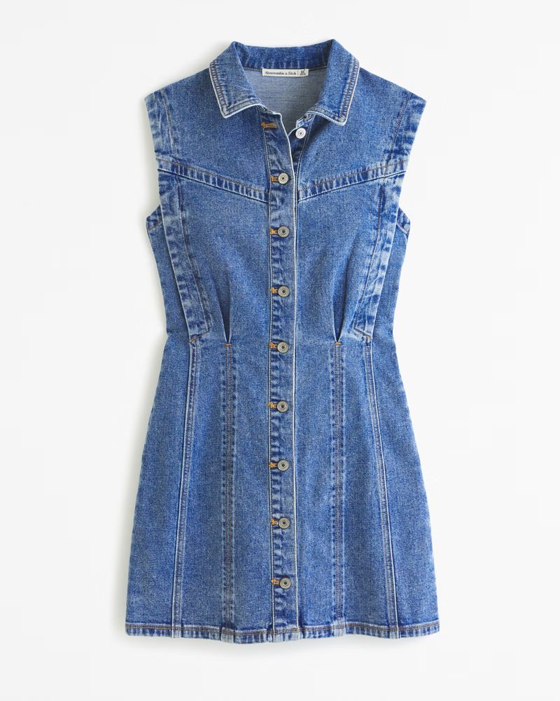 Collared Denim Shift Mini Dress | Abercrombie & Fitch (US)