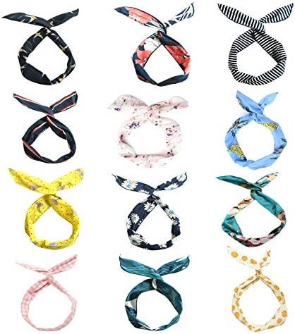 LZYMSZ 12PCS Twist Bow Wired Headbands, Iron Wire Bow Knotted Flower Hairband,Yoga Head Wraps Sports | Amazon (US)