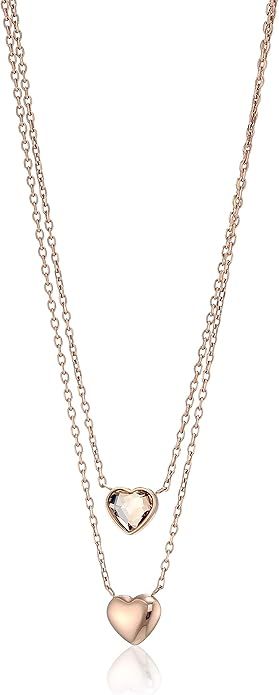 Fossil Necklace for Women, Rose-gold tone stainless steel necklace | Amazon (UK)