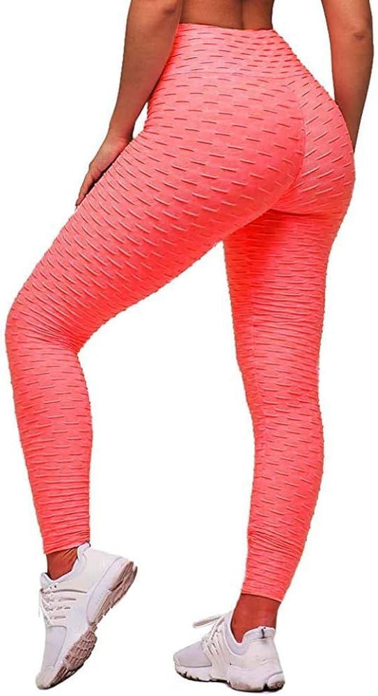 Frauen Honeycomb geraffte Hintern heben hohe Taille Yogahosen schick mit Taschen Sport Bauch Kont... | Amazon (DE)