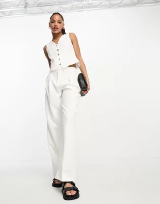 Pieces tailored pleat trousers co-ord in white | ASOS (Global)