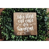 Lifes Short Eat Cake For Breakfast Sign, Coffee Kitchen Funny Housewarming Gift, Mom Gift | Etsy (US)