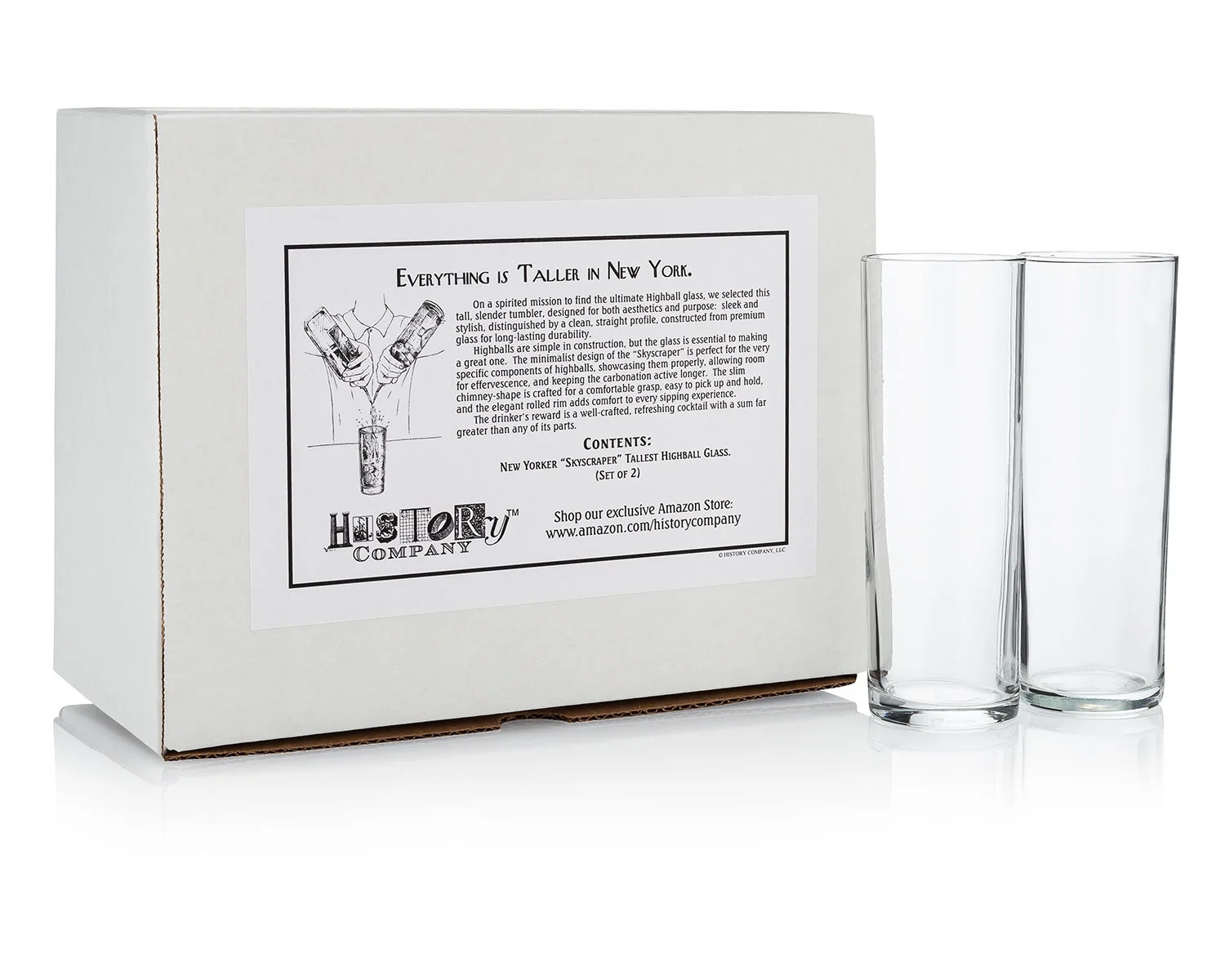 New Yorker Skyscraper Tallest Highball Cocktail Glass 2-Piece Set, Specific Glassware for Tall Dr... | Walmart (US)