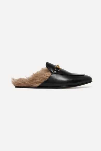 Princetown horsebit-detailed shearling-lined leather slippers | NET-A-PORTER (UK & EU)