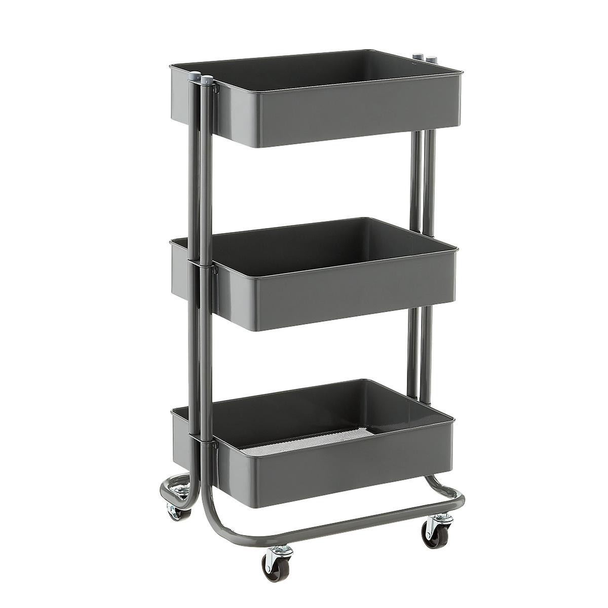 Dark Grey 3-Tier Rolling Cart | The Container Store