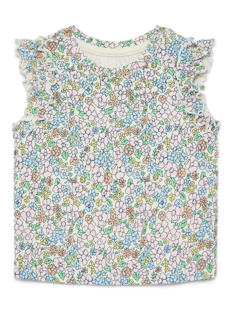 Wonder Nation Baby Girls Tee with Flutter Sleeves, Sizes 0-24 Months | Walmart (US)