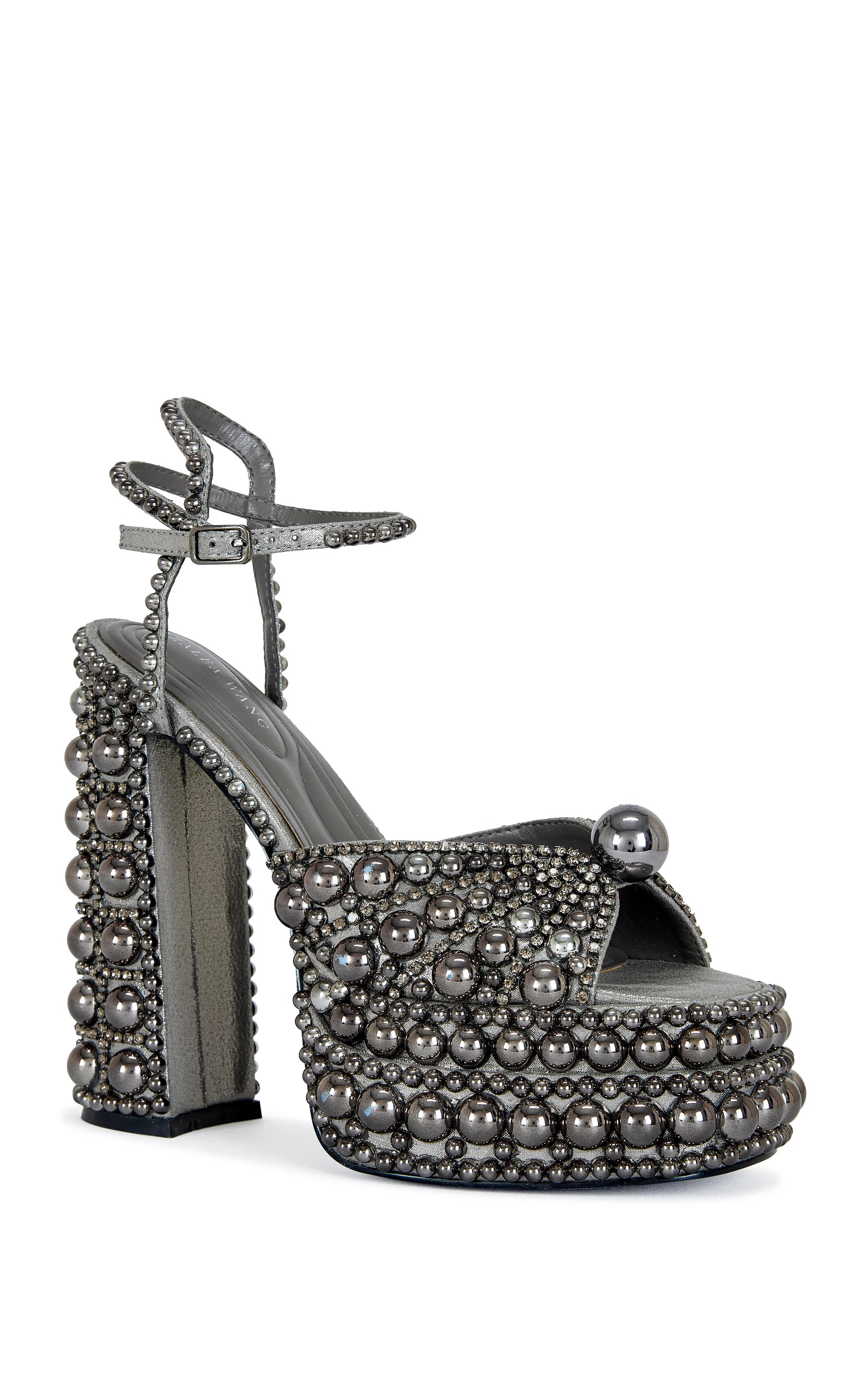 ASTRELLA-HEMATITE PEARL PLATFORM SANDAL | Azalea Wang