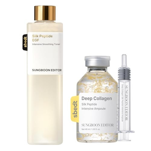 SUNGBOON EDITOR Smooth & firm-looking-looking/Plump-looking First Step DUO l Deep Collagen Silk Peptide Intensive firm-looking-looking/Plump-looking Ampoule & Silk Peptide EGF facial Toner l Korea | Amazon (US)