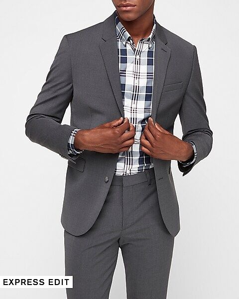 Extra Slim Charcoal Wool-blend Performance Suit Jacket | Express