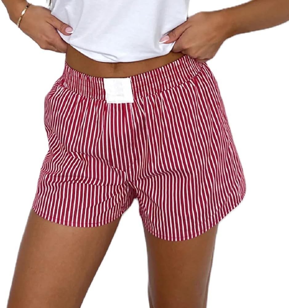 Y2k Plaid Shorts Cute Baggy Ginghem Boxer Shorts for Women Checked Lounge Pajama Bottom Preppy Sl... | Amazon (CA)