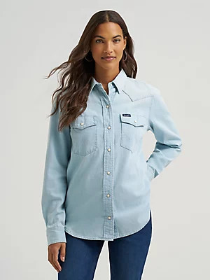 Women's Wrangler Iconic Western Snap Denim Shirt | Wrangler