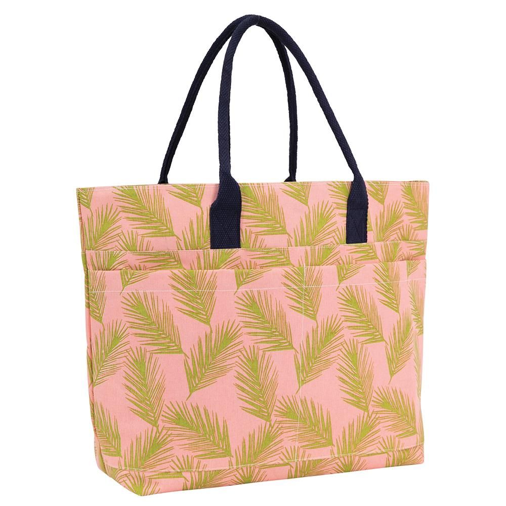 Palm Fronds Pink Beach Tote Bag | rockflowerpaper