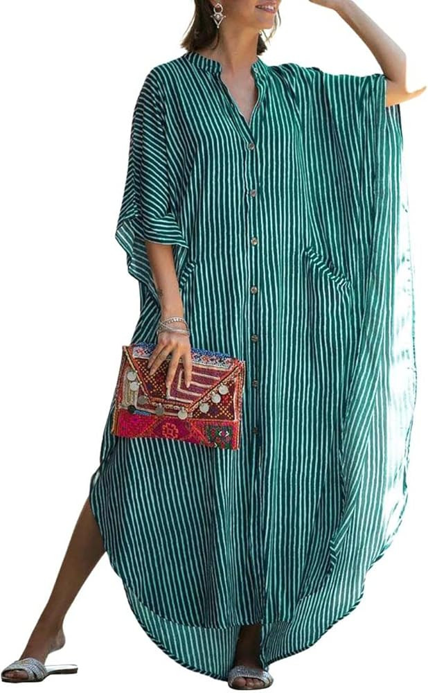 Bsubseach Cheetah Plus Size Kaftan Dresses For Women Maxi Swimsuit Coverup Bathing Suit Caftans L... | Amazon (US)