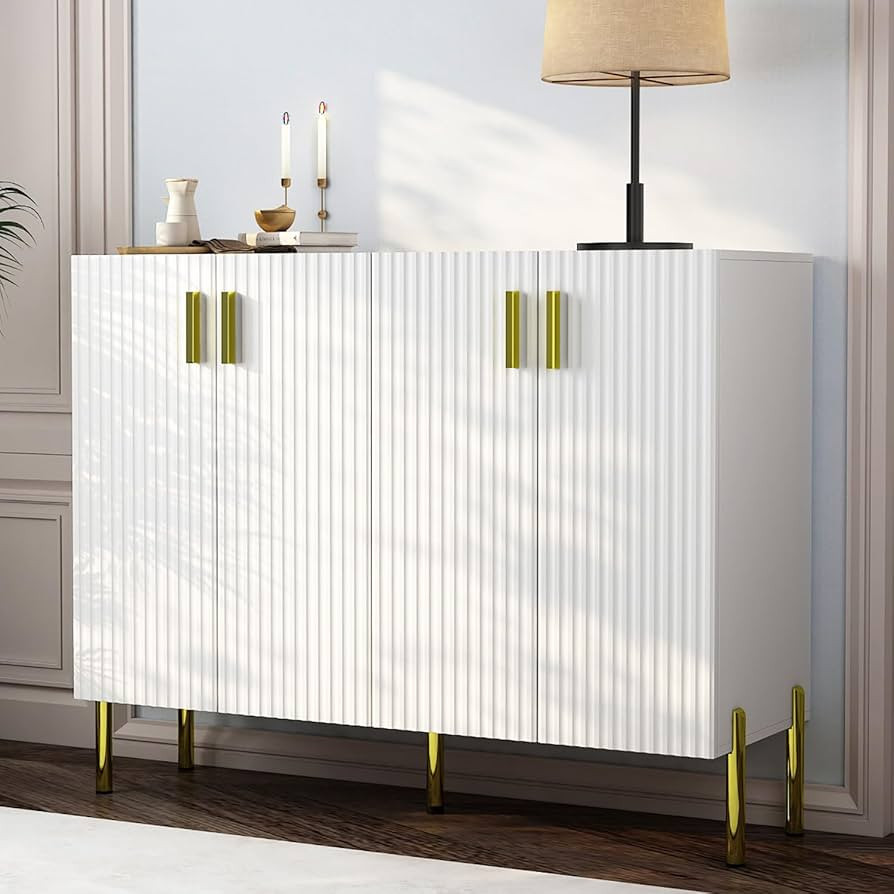 AIEGLE Modern Buffet Sideboard Storage Cabinet with 4 Doors, Wooden Buffet Storage Cabinet with G... | Amazon (US)