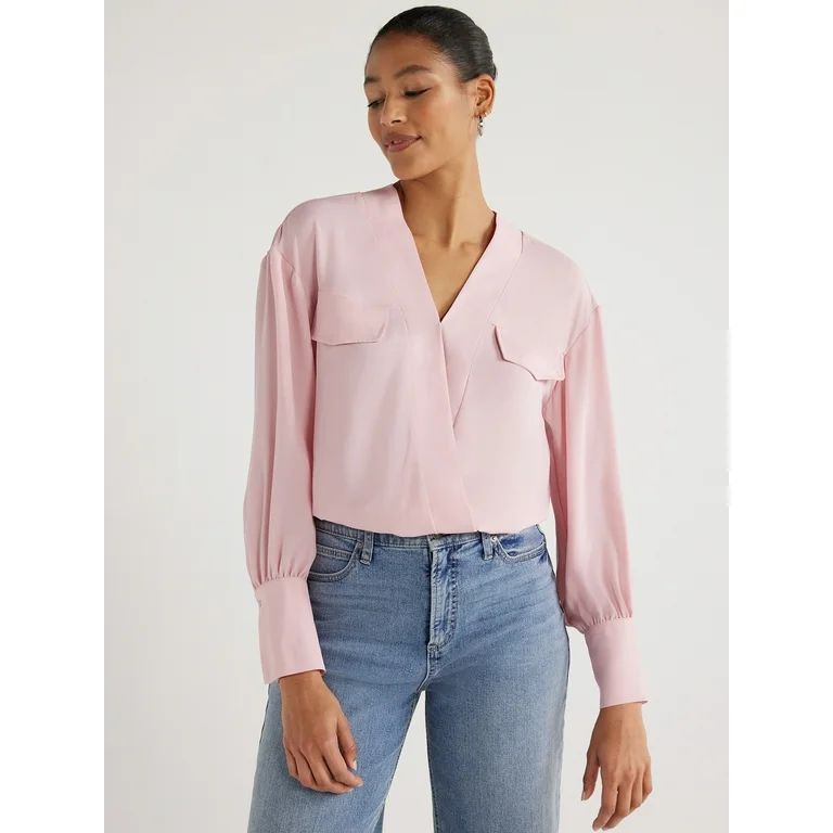 Scoop Women’s Shirt Bodysuit with Long Sleeves, Sizes XS-XXL | Walmart (US)