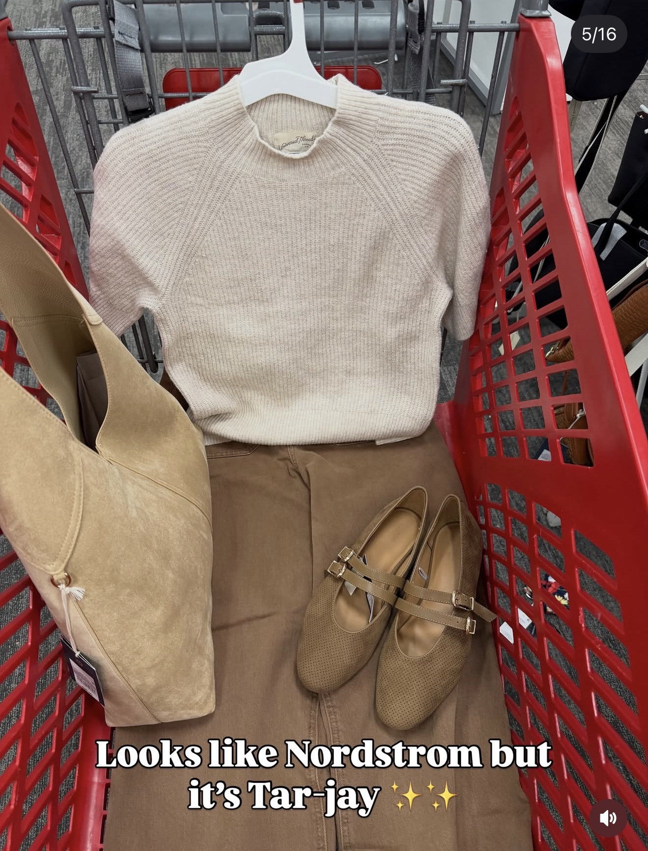 Target pre fall outfit idea with this new short sleeve sweater and wide leg jeans on brown. #targetfashion